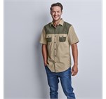 Mens Short Sleeve Serengeti 2-Tone Bush Shirt ALT-SGMS_ALT-SGMS-STMG-MOFR 012-NO-LOGO